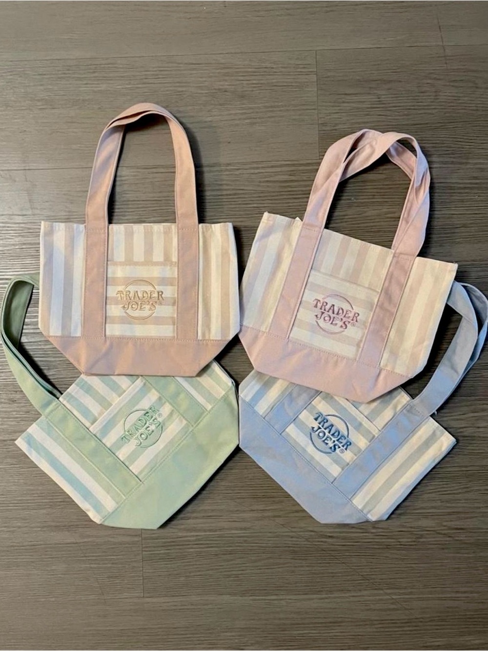 Trader Joe’s Mini Pastel Stripe Canvas Tote Bag - Pink, Blue, Green, Blush